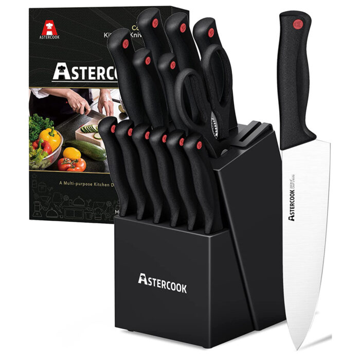 Astercook1-700x700 Astercook Knife Set with Built-in Sharpener Block - Image 1