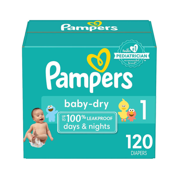 pamp1-700x700 Diapers Size 1, 120 count – Pampers Baby Dry Disposable Diapers - Image 1